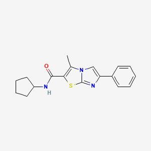 molecular formula C18H19N3OS B2770608 N-cyclopentyl-3-methyl-6-phenylimidazo[2,1-b]thiazole-2-carboxamide CAS No. 852133-25-6