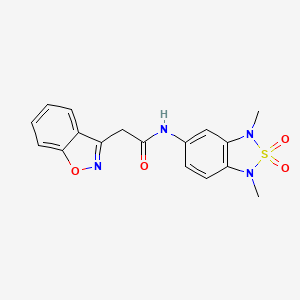 molecular formula C17H16N4O4S B2770610 2-(benzo[d]isoxazol-3-yl)-N-(1,3-dimethyl-2,2-dioxido-1,3-dihydrobenzo[c][1,2,5]thiadiazol-5-yl)acetamide CAS No. 2034482-78-3