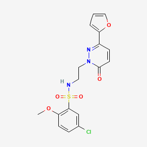 molecular formula C17H16ClN3O5S B2770614 5-氯-N-(2-(3-(呋喃-2-基)-6-氧代吡啶并[1,6H]-基)乙基)-2-甲氧基苯磺酰胺 CAS No. 946212-60-8