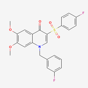 molecular formula C24H19F2NO5S B2770615 1-[(3-氟苯基)甲基]-3-(4-氟苯基)磺酰-6,7-二甲氧基喹啉-4-酮 CAS No. 866811-14-5