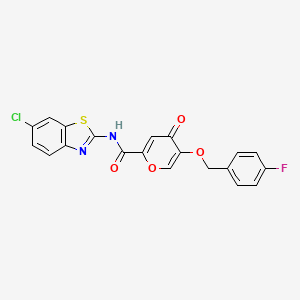 molecular formula C20H12ClFN2O4S B2770630 N-(6-chlorobenzo[d]thiazol-2-yl)-5-((4-fluorobenzyl)oxy)-4-oxo-4H-pyran-2-carboxamide CAS No. 1021060-78-5