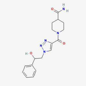 molecular formula C17H21N5O3 B2770672 1-{[1-(2-hydroxy-2-phenylethyl)-1H-1,2,3-triazol-4-yl]carbonyl}piperidine-4-carboxamide CAS No. 1396808-74-4