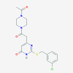 molecular formula C19H21ClN4O3S B2770679 6-(2-(4-acetylpiperazin-1-yl)-2-oxoethyl)-2-((3-chlorobenzyl)thio)pyrimidin-4(3H)-one CAS No. 1105212-59-6