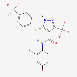 molecular formula C19H11F8N3OS B2770699 N-(2,4-二氟苯基)-1-甲基-3-(三氟甲基)-5-{[4-(三氟甲基)苯基]硫基}-1H-吡唑-4-甲酰胺 CAS No. 158712-47-1