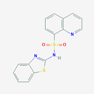 molecular formula C16H11N3O2S2 B277070 N-(1,3-benzothiazol-2-yl)quinoline-8-sulfonamide 