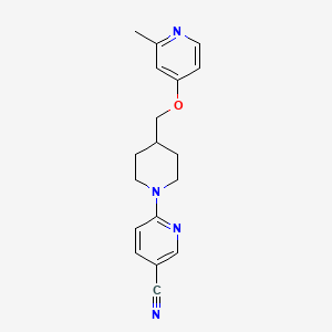 molecular formula C18H20N4O B2770706 6-[4-[(2-Methylpyridin-4-yl)oxymethyl]piperidin-1-yl]pyridine-3-carbonitrile CAS No. 2380070-61-9