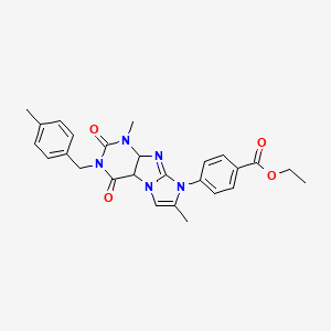 molecular formula C26H25N5O4 B2770715 ethyl 4-{1,7-dimethyl-3-[(4-methylphenyl)methyl]-2,4-dioxo-1H,2H,3H,4H,8H-imidazo[1,2-g]purin-8-yl}benzoate CAS No. 903298-11-3