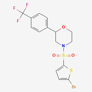 molecular formula C15H13BrF3NO3S2 B2770716 4-((5-Bromothiophen-2-yl)sulfonyl)-2-(4-(trifluoromethyl)phenyl)morpholine CAS No. 1351633-84-5