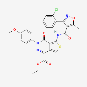 molecular formula C27H21ClN4O6S B2770762 乙酸5-(3-(2-氯苯基)-5-甲基异噁唑-4-羧酰胺基)-3-(4-甲氧基苯基)-4-氧代-3,4-二氢噻吩[3,4-d]吡啶-1-羧酸乙酯 CAS No. 851977-76-9