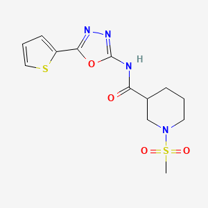 molecular formula C13H16N4O4S2 B2770766 1-(甲磺酰基)-N-(5-(噻吩-2-基)-1,3,4-噁二唑-2-基)哌啶-3-甲酰胺 CAS No. 1058398-84-7