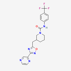 molecular formula C20H19F3N6O2 B2770767 3-((3-(pyrazin-2-yl)-1,2,4-oxadiazol-5-yl)methyl)-N-(4-(trifluoromethyl)phenyl)piperidine-1-carboxamide CAS No. 1706320-87-7