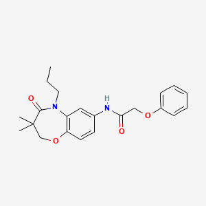 molecular formula C22H26N2O4 B2770772 N-(3,3-dimethyl-4-oxo-5-propyl-2,3,4,5-tetrahydrobenzo[b][1,4]oxazepin-7-yl)-2-phenoxyacetamide CAS No. 921864-17-7