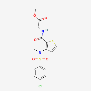 molecular formula C15H15ClN2O5S2 B2770779 甲酸甲酯2-(3-(4-氯-N-甲基苯磺酰基)噻吩-2-羧酰胺基)乙酸乙酯 CAS No. 1251549-87-7