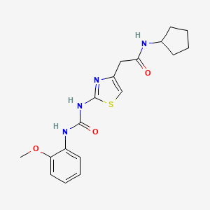 molecular formula C18H22N4O3S B2770780 N-cyclopentyl-2-(2-(3-(2-methoxyphenyl)ureido)thiazol-4-yl)acetamide CAS No. 897621-84-0