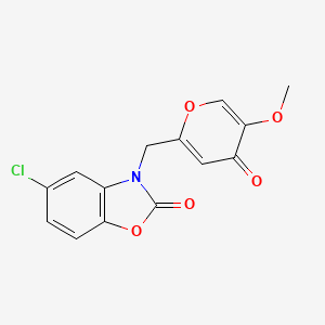 molecular formula C14H10ClNO5 B2770791 5-Chloro-3-((5-methoxy-4-oxo-4H-pyran-2-yl)methyl)benzo[d]oxazol-2(3H)-one CAS No. 1432086-02-6