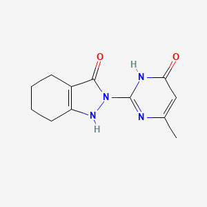 molecular formula C12H14N4O2 B2770792 2-(4-methyl-6-oxo-1,6-dihydro-2-pyrimidinyl)-1,2,4,5,6,7-hexahydro-3H-indazol-3-one CAS No. 210417-29-1