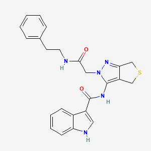 molecular formula C24H23N5O2S B2770811 N-(2-(2-oxo-2-(phenethylamino)ethyl)-4,6-dihydro-2H-thieno[3,4-c]pyrazol-3-yl)-1H-indole-3-carboxamide CAS No. 1105220-06-1