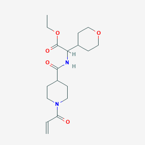 molecular formula C18H28N2O5 B2770824 Ethyl 2-(oxan-4-yl)-2-[(1-prop-2-enoylpiperidine-4-carbonyl)amino]acetate CAS No. 2361669-96-5