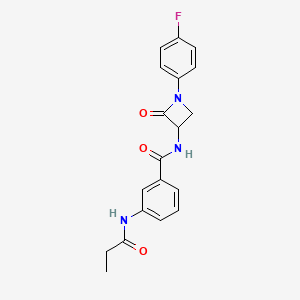 B2770825 N-[1-(4-Fluorophenyl)-2-oxoazetidin-3-yl]-3-(propanoylamino)benzamide CAS No. 2248659-96-1
