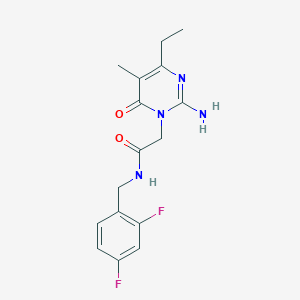 molecular formula C16H18F2N4O2 B2770830 2-(2-氨基-4-乙基-5-甲基-6-氧代嘧啶-1(6H)-基)-N-(2,4-二氟苯甲基)乙酰胺 CAS No. 1251621-59-6