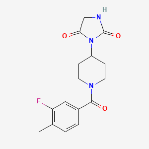 molecular formula C16H18FN3O3 B2770836 3-(1-(3-Fluoro-4-methylbenzoyl)piperidin-4-yl)imidazolidine-2,4-dione CAS No. 2034560-18-2