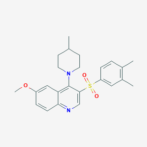 molecular formula C24H28N2O3S B2770853 3-(3,4-Dimethylphenyl)sulfonyl-6-methoxy-4-(4-methylpiperidin-1-yl)quinoline CAS No. 867040-20-8