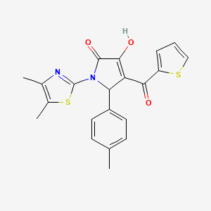 molecular formula C21H18N2O3S2 B2770855 1-(4,5-dimethylthiazol-2-yl)-3-hydroxy-4-(thiophene-2-carbonyl)-5-(p-tolyl)-1H-pyrrol-2(5H)-one CAS No. 587005-77-4