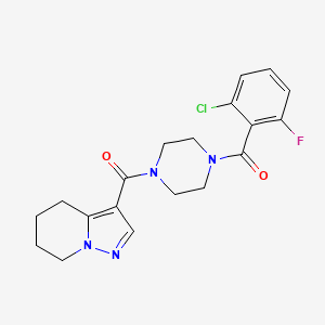 molecular formula C19H20ClFN4O2 B2770860 (4-(2-Chloro-6-fluorobenzoyl)piperazin-1-yl)(4,5,6,7-tetrahydropyrazolo[1,5-a]pyridin-3-yl)methanone CAS No. 2034545-02-1