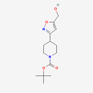 molecular formula C14H22N2O4 B2770886 Tert-butyl 4-[5-(hydroxymethyl)-1,2-oxazol-3-yl]piperidine-1-carboxylate CAS No. 2031258-93-0