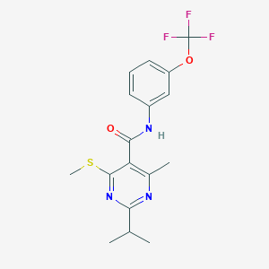 molecular formula C17H18F3N3O2S B2770888 4-methyl-6-(methylsulfanyl)-2-(propan-2-yl)-N-[3-(trifluoromethoxy)phenyl]pyrimidine-5-carboxamide CAS No. 1031062-19-7