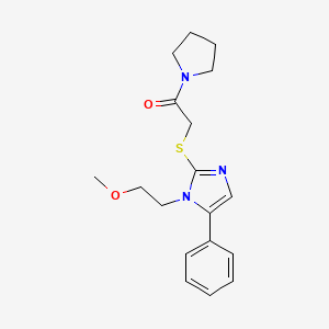 2-((1-(2-methoxyethyl)-5-phenyl-1H-imidazol-2-yl)thio)-1-(pyrrolidin-1-yl)ethanone