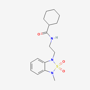 molecular formula C16H23N3O3S B2770895 N-(2-(3-methyl-2,2-dioxidobenzo[c][1,2,5]thiadiazol-1(3H)-yl)ethyl)cyclohexanecarboxamide CAS No. 2034237-72-2