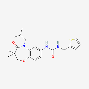 molecular formula C21H27N3O3S B2770896 1-(5-Isobutyl-3,3-dimethyl-4-oxo-2,3,4,5-tetrahydrobenzo[b][1,4]oxazepin-7-yl)-3-(thiophen-2-ylmethyl)urea CAS No. 1170647-35-4