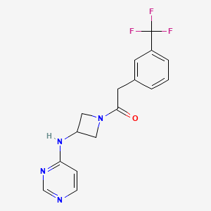 molecular formula C16H15F3N4O B2770901 1-{3-[(Pyrimidin-4-yl)amino]azetidin-1-yl}-2-[3-(trifluoromethyl)phenyl]ethan-1-one CAS No. 2097919-31-6