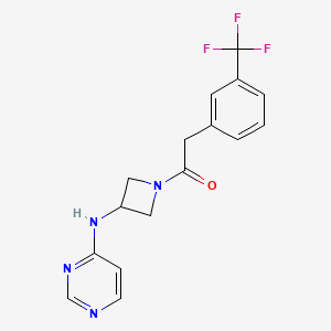 molecular formula C16H15F3N4O B2770901 1-{3-[(吡咯嘧啶-4-基)氨基]氮杂环丁烷-1-基}-2-[3-(三氟甲基)苯基]乙酮 CAS No. 2097919-31-6