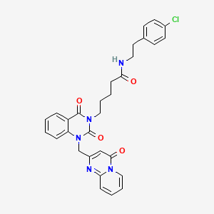 molecular formula C30H28ClN5O4 B2770902 N-(4-chlorophenethyl)-5-(2,4-dioxo-1-((4-oxo-4H-pyrido[1,2-a]pyrimidin-2-yl)methyl)-1,2-dihydroquinazolin-3(4H)-yl)pentanamide CAS No. 899910-23-7