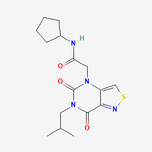 molecular formula C16H22N4O3S B2770904 N-cyclopentyl-2-(6-isobutyl-5,7-dioxo-6,7-dihydroisothiazolo[4,3-d]pyrimidin-4(5H)-yl)acetamide CAS No. 1251703-84-0