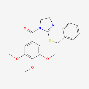 molecular formula C20H22N2O4S B2770907 (2-(benzylthio)-4,5-dihydro-1H-imidazol-1-yl)(3,4,5-trimethoxyphenyl)methanone CAS No. 851863-87-1