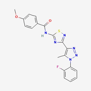 molecular formula C19H15FN6O2S B2770913 N-{3-[1-(2-fluorophenyl)-5-methyl-1H-1,2,3-triazol-4-yl]-1,2,4-thiadiazol-5-yl}-4-methoxybenzamide CAS No. 895110-83-5