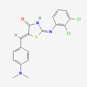 molecular formula C18H15Cl2N3OS B2770914 (Z)-2-((2,3-dichlorophenyl)amino)-5-(4-(dimethylamino)benzylidene)thiazol-4(5H)-one CAS No. 381681-62-5