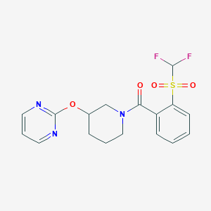 B2770919 (2-((Difluoromethyl)sulfonyl)phenyl)(3-(pyrimidin-2-yloxy)piperidin-1-yl)methanone CAS No. 2034621-10-6