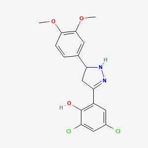 2,4-dichloro-6-[5-(3,4-dimethoxyphenyl)-4,5-dihydro-1H-pyrazol-3-yl]phenol