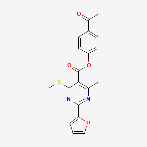 molecular formula C19H16N2O4S B2770952 4-Acetylphenyl 2-(furan-2-yl)-4-methyl-6-(methylsulfanyl)pyrimidine-5-carboxylate CAS No. 1445322-12-2