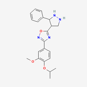 3-(3-Methoxy-4-propan-2-yloxyphenyl)-5-(3-phenylpyrazolidin-4-yl)-1,2,4-oxadiazole