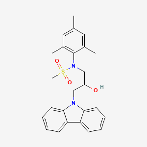 molecular formula C25H28N2O3S B2770965 (3-咔唑啉-9-基-2-羟基丙基)(甲磺酰)(2,4,6-三甲基苯基)胺 CAS No. 865611-96-7