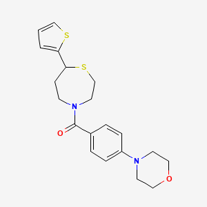 molecular formula C20H24N2O2S2 B2770966 (4-Morpholinophenyl)(7-(thiophen-2-yl)-1,4-thiazepan-4-yl)methanone CAS No. 1706225-27-5