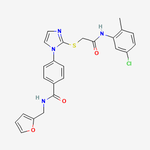 molecular formula C24H21ClN4O3S B2770967 4-(2-((2-((5-chloro-2-methylphenyl)amino)-2-oxoethyl)thio)-1H-imidazol-1-yl)-N-(furan-2-ylmethyl)benzamide CAS No. 1207037-70-4