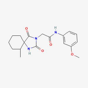 molecular formula C18H23N3O4 B2771002 N-(3-methoxyphenyl)-2-(6-methyl-2,4-dioxo-1,3-diazaspiro[4.5]decan-3-yl)acetamide CAS No. 569325-35-5