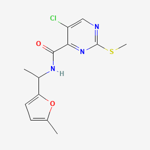 molecular formula C13H14ClN3O2S B2771005 5-chloro-N-[1-(5-methylfuran-2-yl)ethyl]-2-(methylsulfanyl)pyrimidine-4-carboxamide CAS No. 1223741-32-9