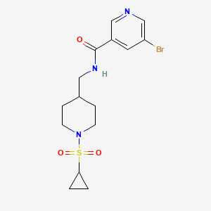 molecular formula C15H20BrN3O3S B2771014 5-溴-N-((1-(环丙基磺酰基)哌啶-4-基)甲基)烟酰胺 CAS No. 1797617-27-6